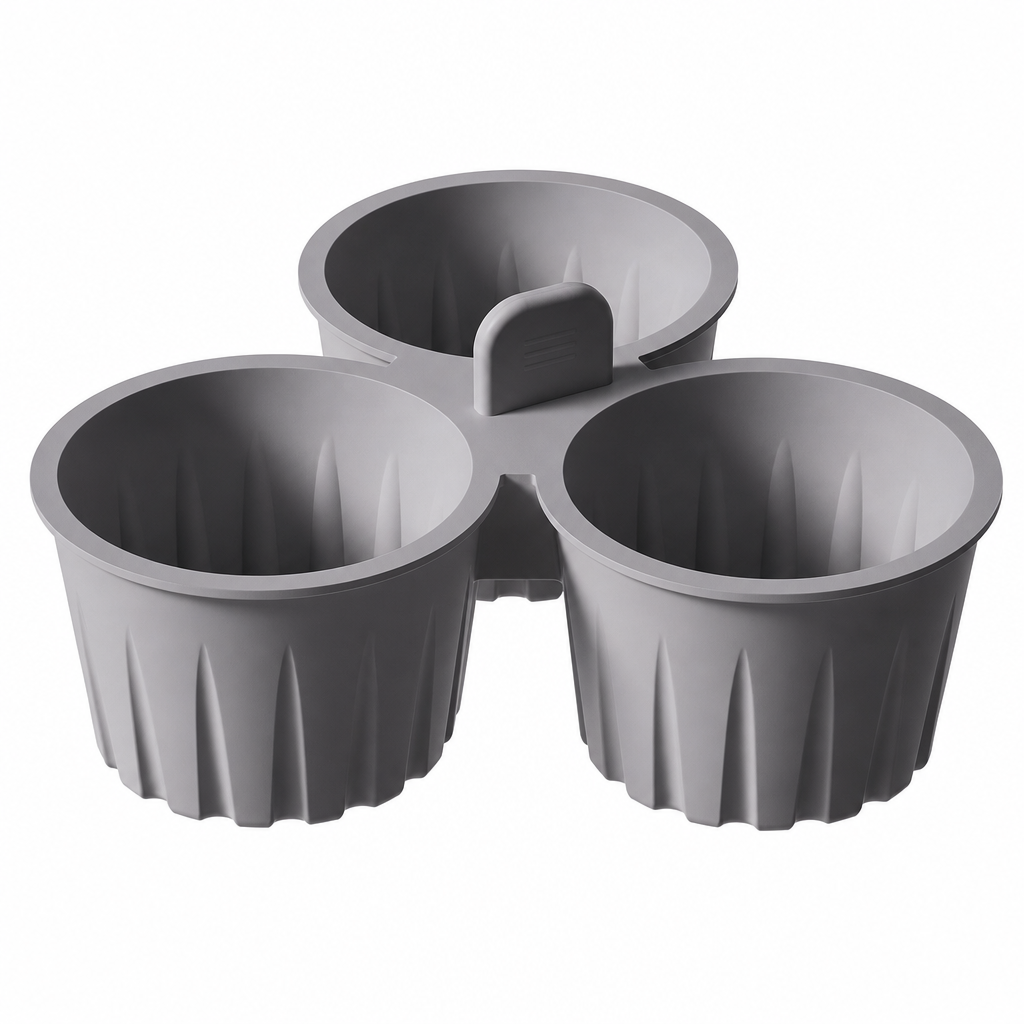 🍲3-Cavity Silicone Air Fryer Egg Mold | Non-Stick Food Grade with Lift Tab for Oven & Steamer