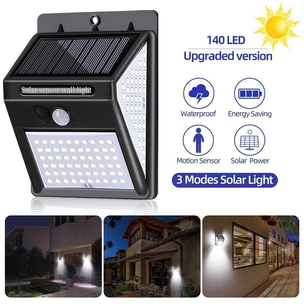 ✨✨140 LED Solar Motion Sensor Wall Light | 3 Modes, IP65 Waterproof for Garden, Fence, Yard & Garage