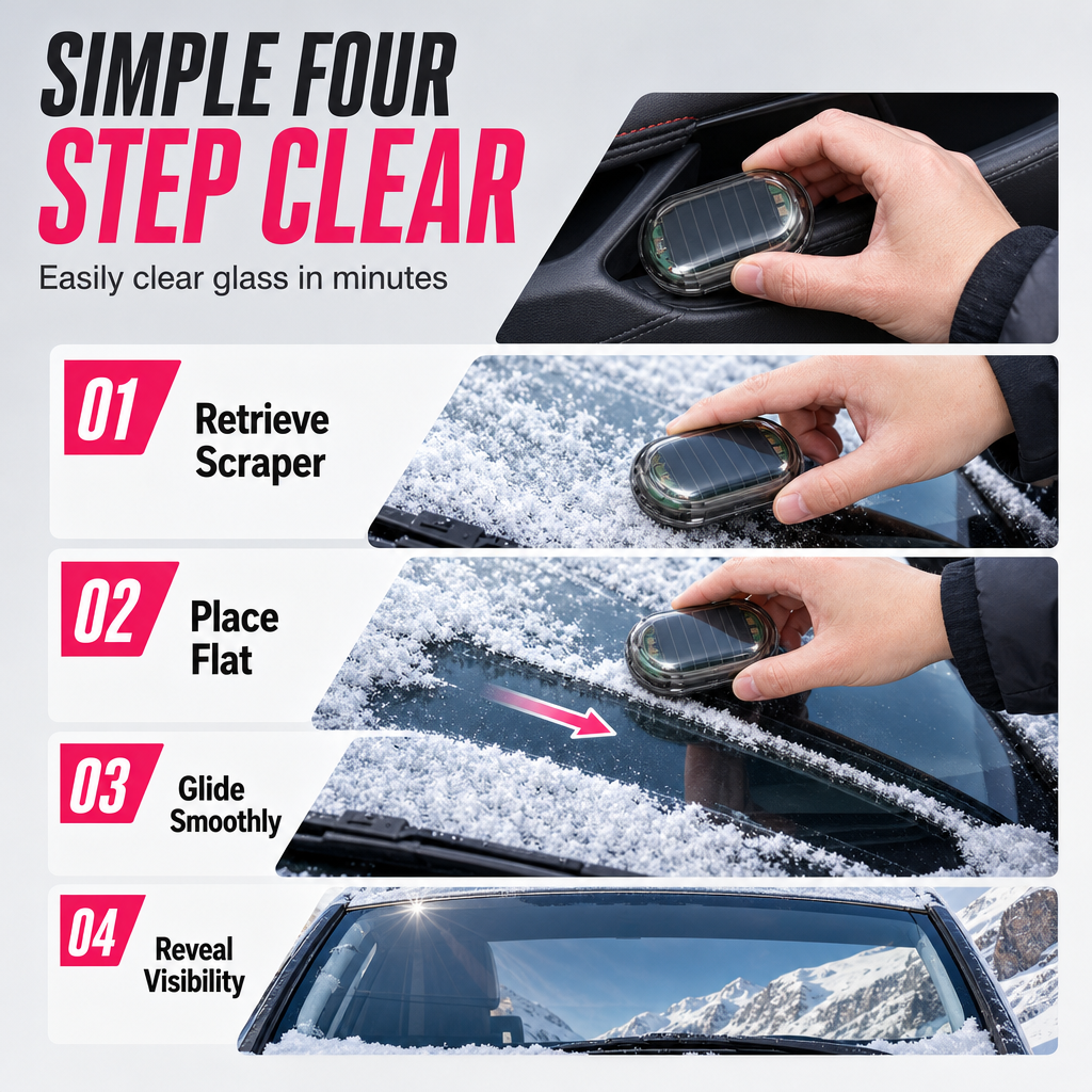 Scratch-Free Car Windshield Ice Scraper | Compact Fast Frost & Snow Remover for Winter Commute