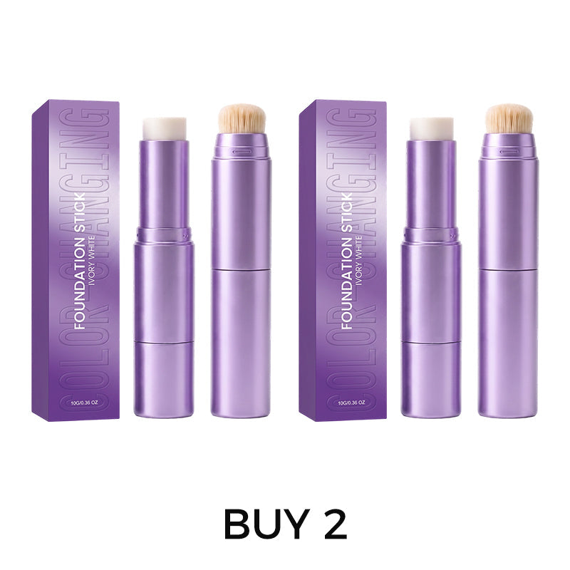 2-in-1 Tone-Adapting Foundation Stick with Built-In Brush | Full Coverage Long-Wear Formula for Travel & Daily Touch-Ups