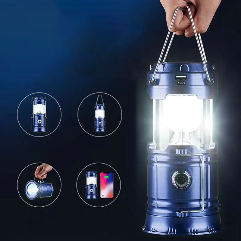 2-in-1 Solar Camping Lantern & Flashlight | Retractable Rechargeable Tent Light with USB Charging, Waterproof for Hiking & Emergencies