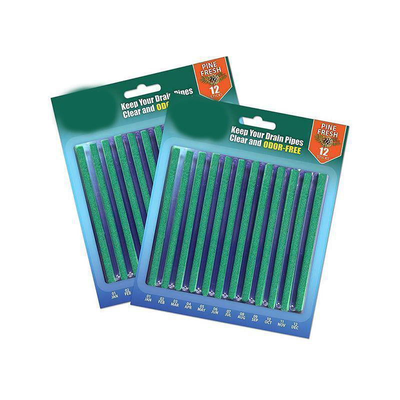 Enzymatic Drain Cleaner Sticks | Odor Eliminator & Clog Preventer for Kitchen, Bathroom & Sewer Pipes (2 Pack, 24 Sticks)