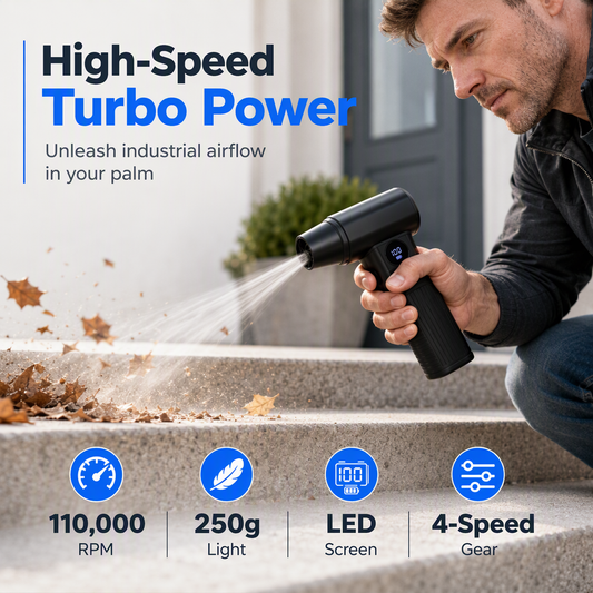 110000 RPM Cordless Mini Turbo Air Blower | High-Speed Brushless Handheld Duster for Car Dust, Snow Removal & Keyboard Cleaning