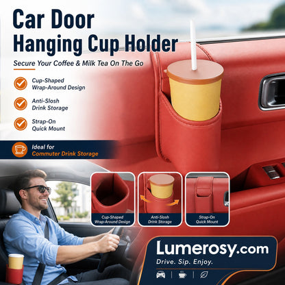 🚗 Save 50%! 🧃 Leather Car Cup Holder – Wide opening, clip‑on & stylish PU ✨