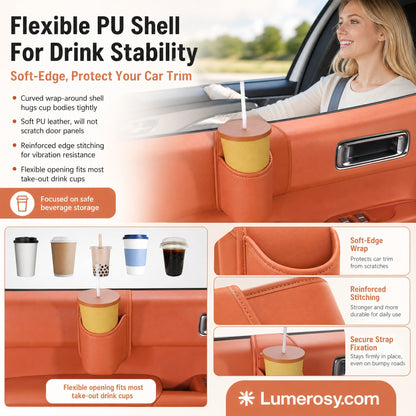 🚗 Save 50%! 🧃 Leather Car Cup Holder – Wide opening, clip‑on & stylish PU ✨