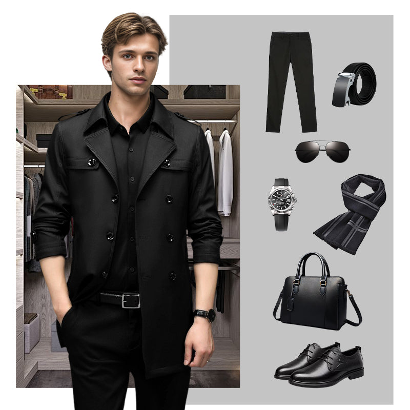 🥰Seasonal Promotions--Men's Double Breasted Windbreaker Jacket