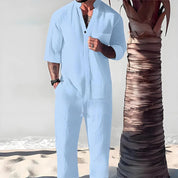 🎉67% Discount Surprise!🎉Fliwos Men's Trendy Cotton Linen Top & Pants Two-Piece Set