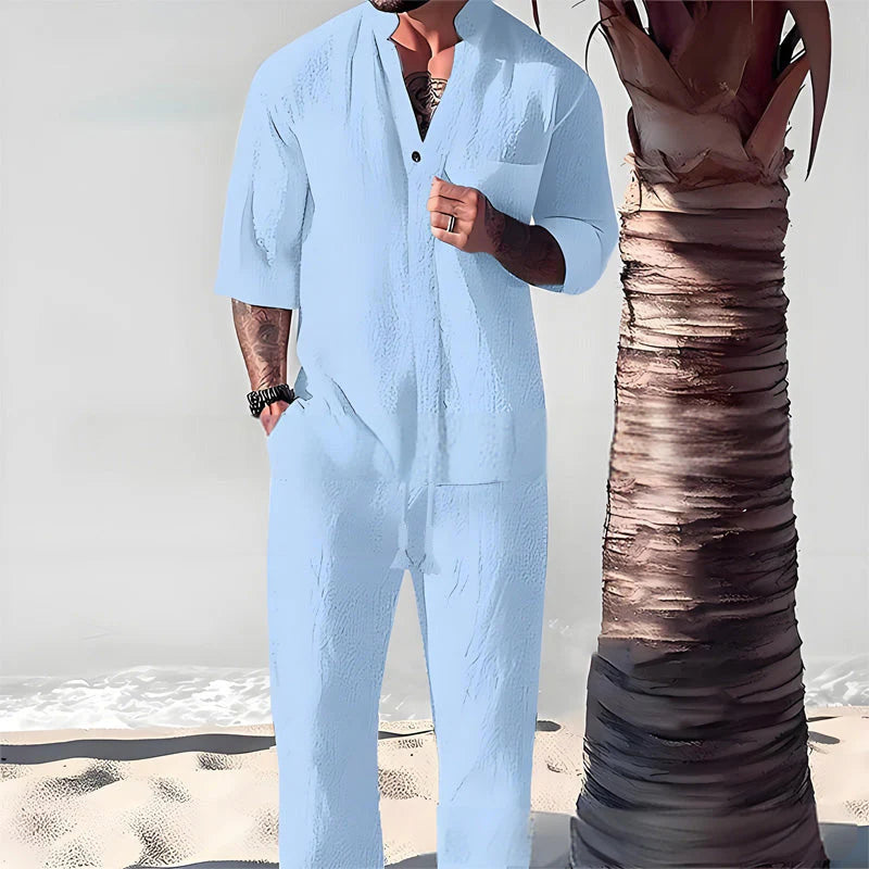🎉67% Discount Surprise!🎉Fliwos Men's Trendy Cotton Linen Top & Pants Two-Piece Set