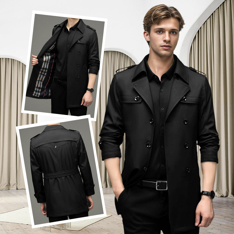 🥰Seasonal Promotions--Men's Double Breasted Windbreaker Jacket