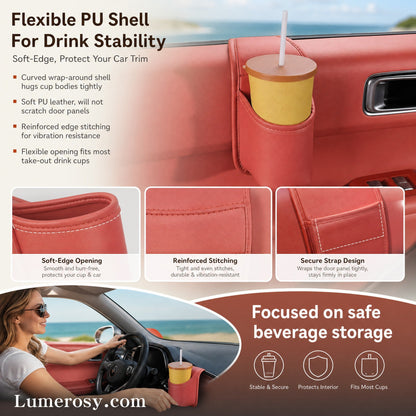 🚗 Save 50%! 🧃 Leather Car Cup Holder – Wide opening, clip‑on & stylish PU ✨