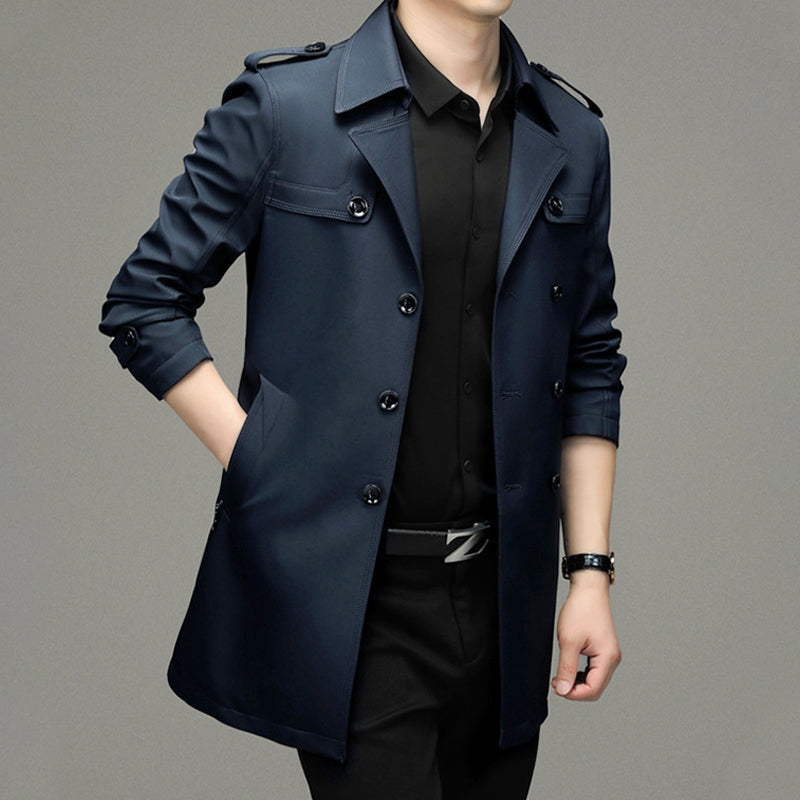 🥰Seasonal Promotions--Men's Double Breasted Windbreaker Jacket