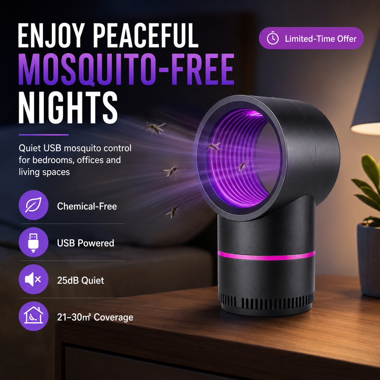 🔥Last day of the limited-time 50% off sale🔥Chemical-free LED mosquito repellent