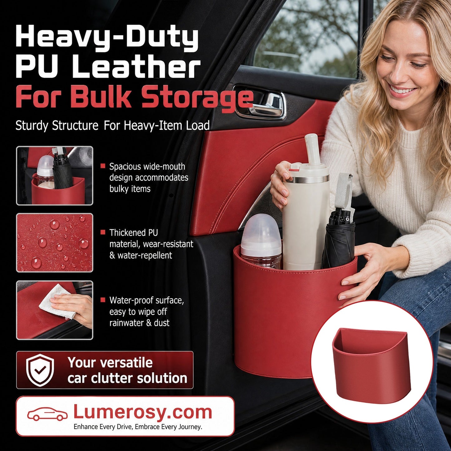🚗 Save 50%! 🧃 Leather Car Cup Holder – Wide opening, clip‑on & stylish PU ✨