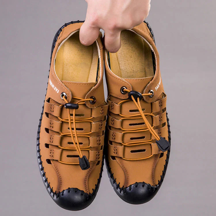 🔥Aviator Wrapped Toe Hollow Leather Sandals👞57% off