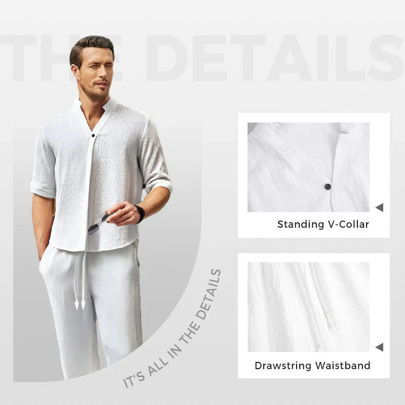 🎉67% Discount Surprise!🎉Fliwos Men's Trendy Cotton Linen Top & Pants Two-Piece Set