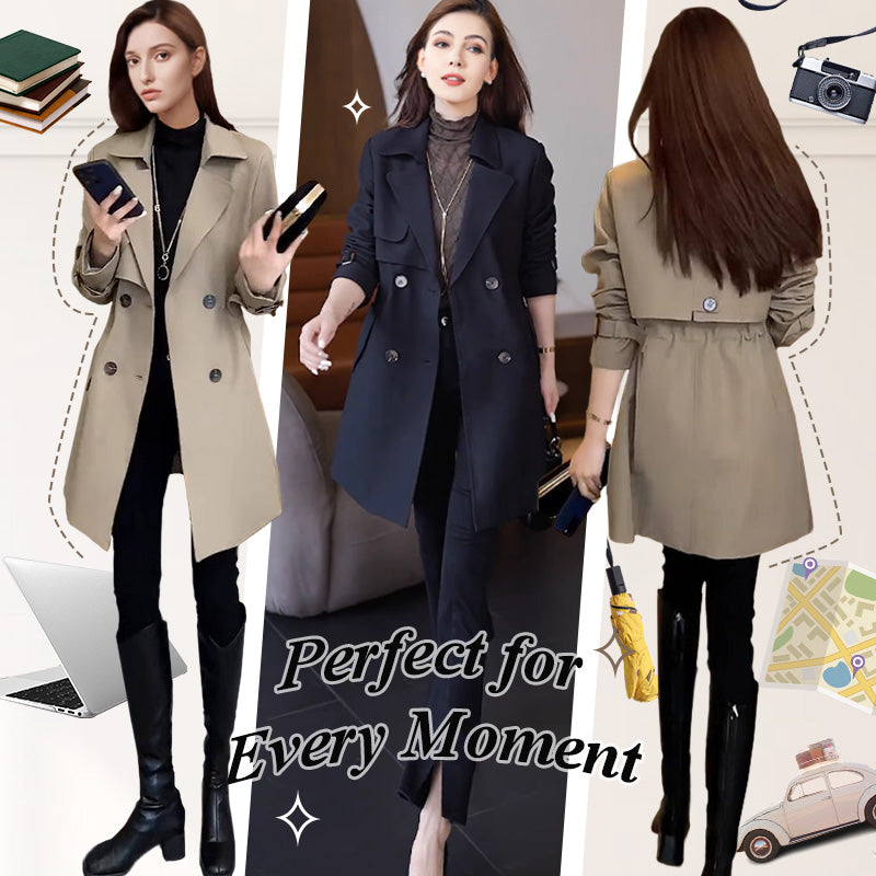 Clearance Sale💥Comfortable Waisted Lapel Trench Coat