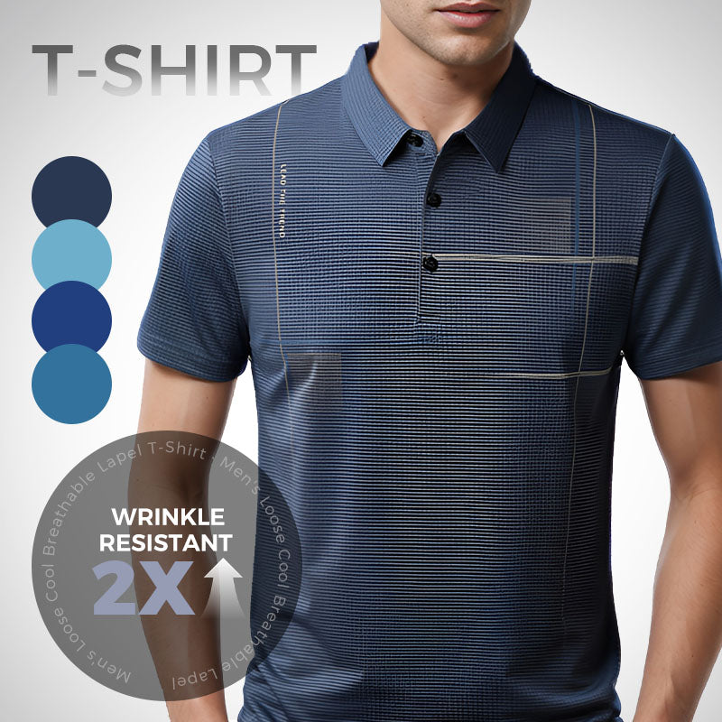 💥Men's Loose Cool Breathable Lapel T-Shirt