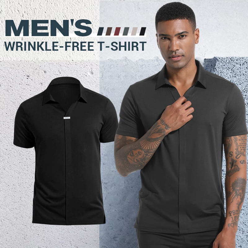 Men’s Breathable Casual Lapel Wrinkle-free T-shirt