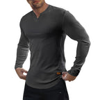 💥V-Neck Longline Ribbed Tees Shirts Long Sleeve Gym Workout Athletic Menswear Tops 🔥BUY 2 FREE SHIPPING