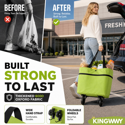 🛍️ Shop Online & Save ✨🛢️2-in-1 Foldable Shopping Cart – Portable Rolling Grocery Trolley
