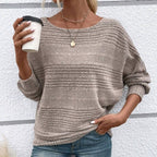 Autumn Sale-50% Off🌹Solid Round-Neck Striped Top with Long Sleeves