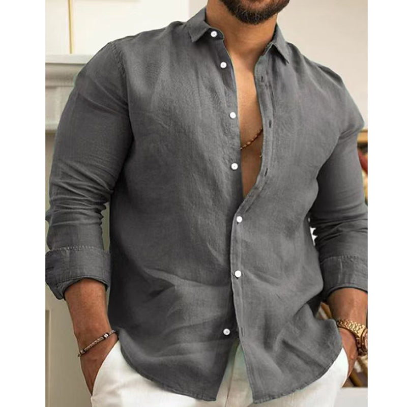 🌿👔Men's Cotton Linen Solid Color Shirt