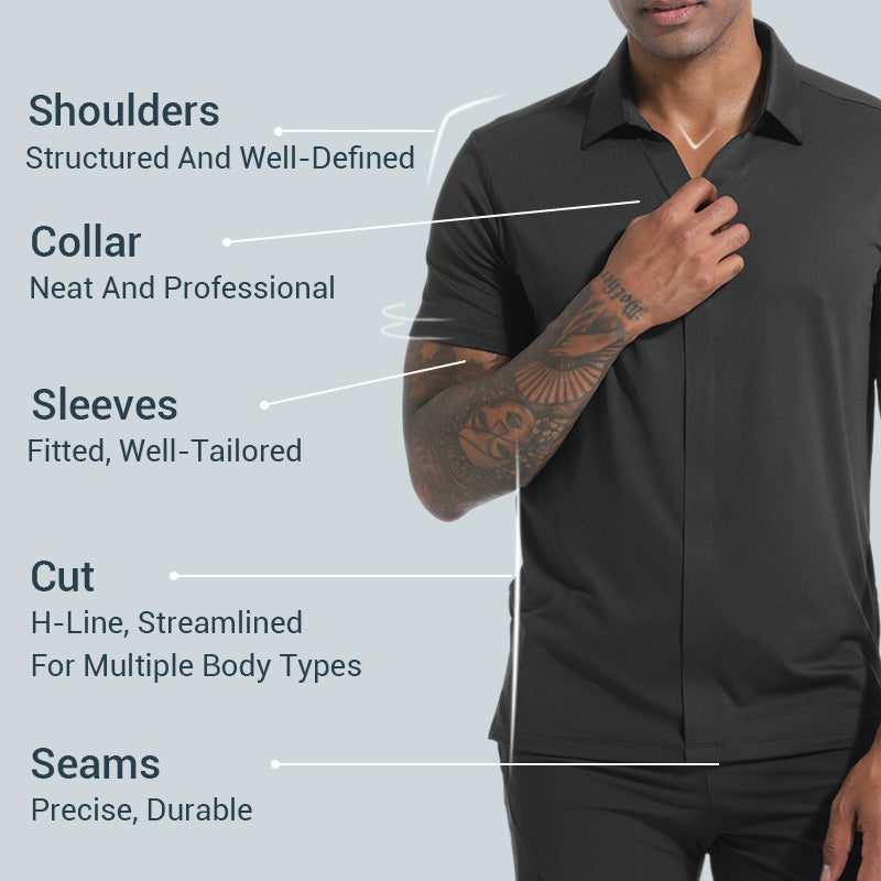 🔥Summer clearance👑Fliwos Men’s Breathable Casual Lapel Wrinkle-free T-shirt