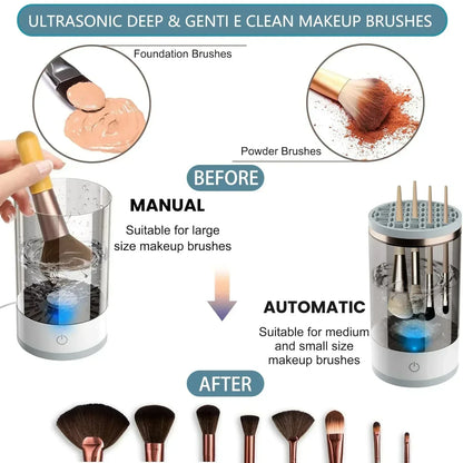 💖 50% OFF! ✨ AUTOMATIC MAKEUP BRUSH CLEANER - Deep Cleaning in 3 Minutes, Compact & Portable for Travel, USB Charging with Quiet Operation 🌸🚿