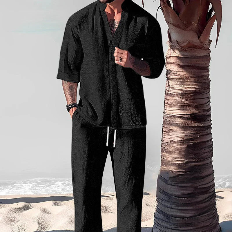 🎉67% Discount Surprise!🎉Fliwos Men's Trendy Cotton Linen Top & Pants Two-Piece Set