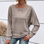 Autumn Sale-50% Off🌹Solid Round-Neck Striped Top with Long Sleeves