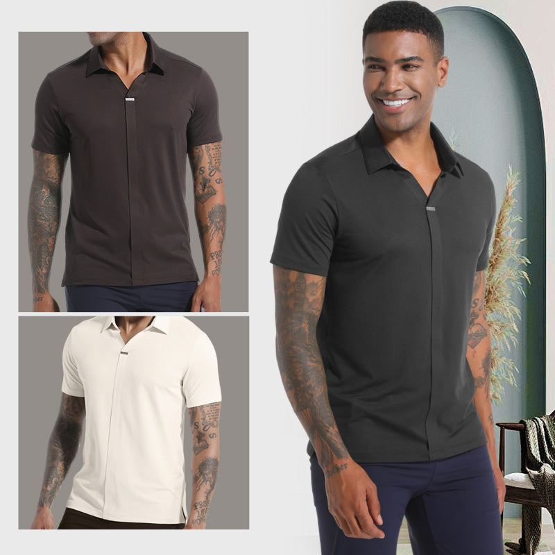 🔥Summer clearance👑Fliwos Men’s Breathable Casual Lapel Wrinkle-free T-shirt