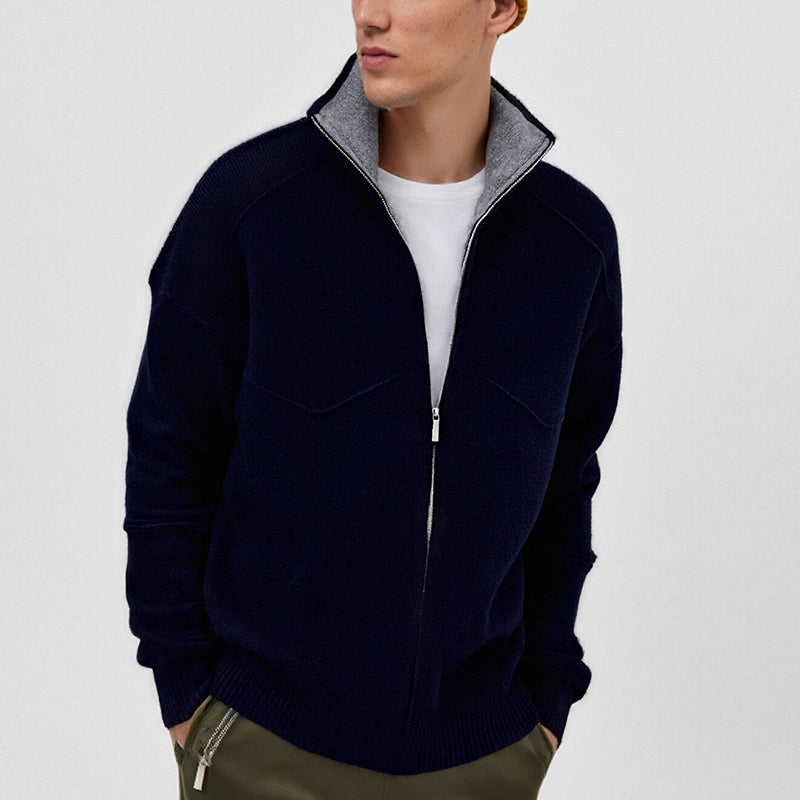 Men's Color-Blocked Zipper Sweater