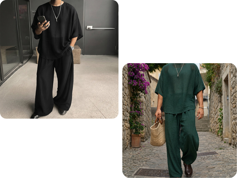 📢2026 New Arrivals💥Men's T-Shirt & Wide-Leg Pants 2-Piece Set