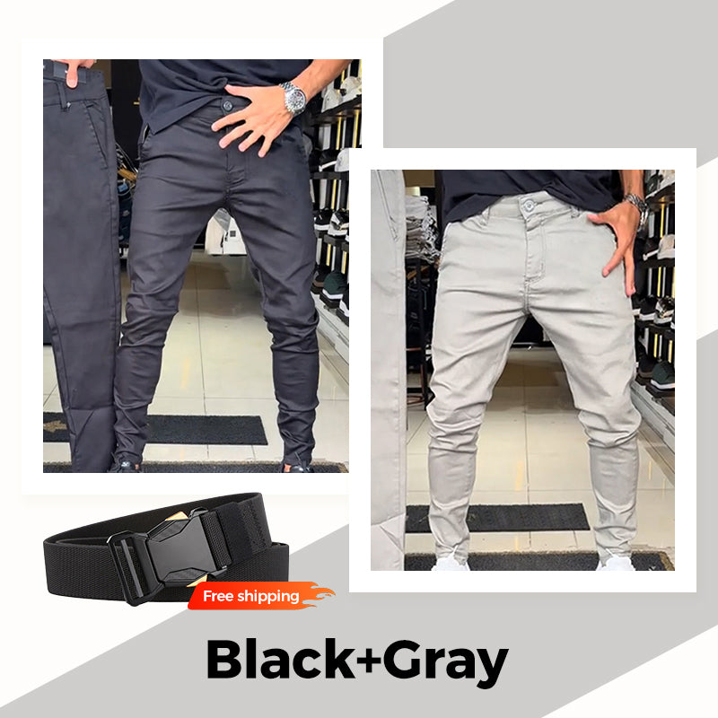 👖Men’s Casual Slim-Fit Solid Color Pants+Belt (✈️Free Shipping)