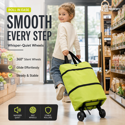 🛍️ Shop Online & Save ✨🛢️2-in-1 Foldable Shopping Cart – Portable Rolling Grocery Trolley