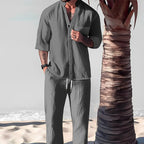 💥 BIG SALE-50% OFF!🔥 Men's Trendy Cotton Linen Top & Pants Two-Piece Set 🔥 BUY 2 FREE SHIPPING💥