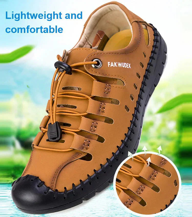 🔥Aviator Wrapped Toe Hollow Leather Sandals👞57% off