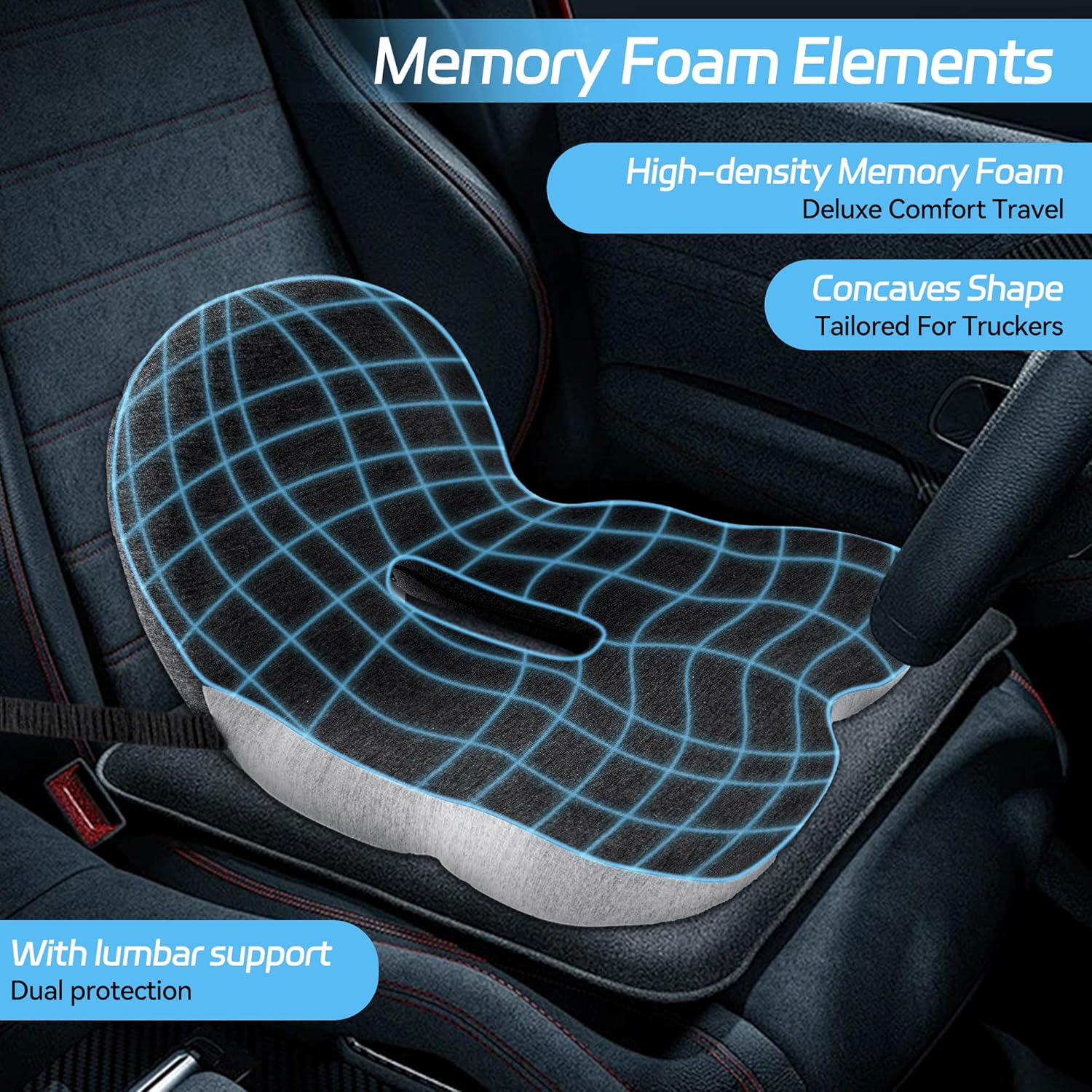 💥50% OFF !!!⏰Non-Slip Memory Foam Seat Cushion – Sciatica Relief, Breathable Mesh & Universal Fit for Car, Office & Wheelchair