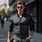 Men's Solid Color Lapel Long Sleeve Button-Down Shirts