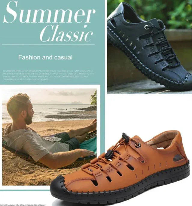 🔥Aviator Wrapped Toe Hollow Leather Sandals👞57% off