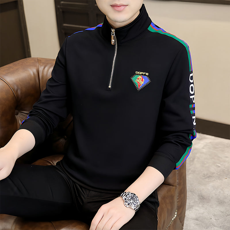 Men's Half-Zip Stand Collar Jacket