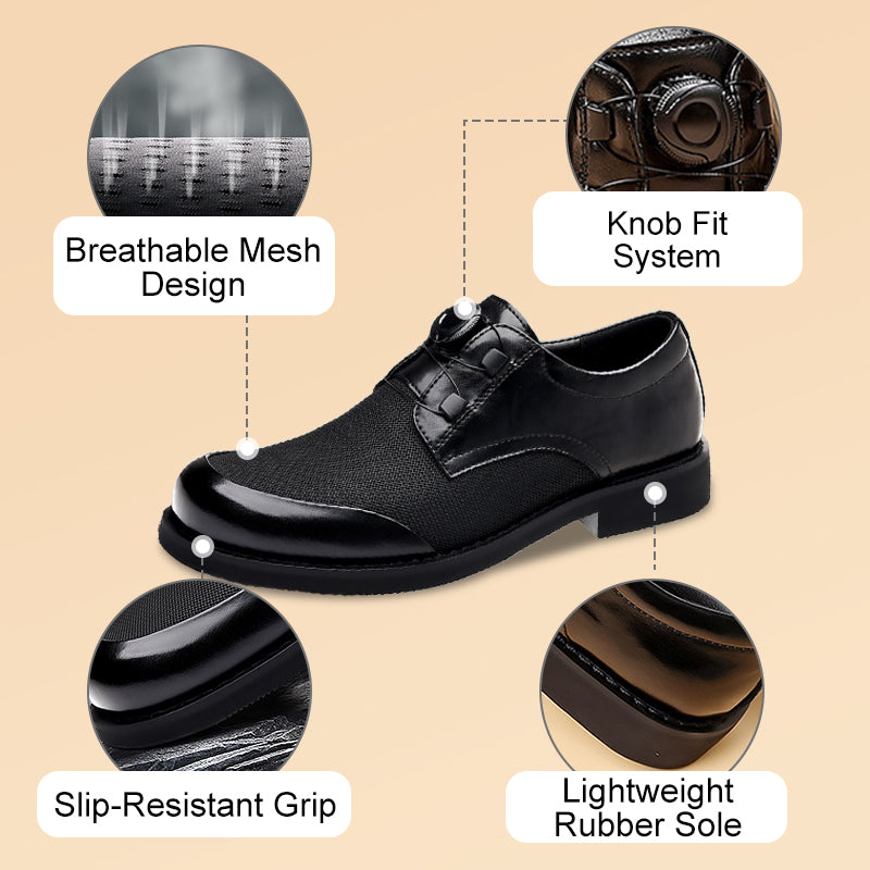 💥Free Shipping ✈️All-Day Comfort Knob Design Breathable Mesh Leather Shoes