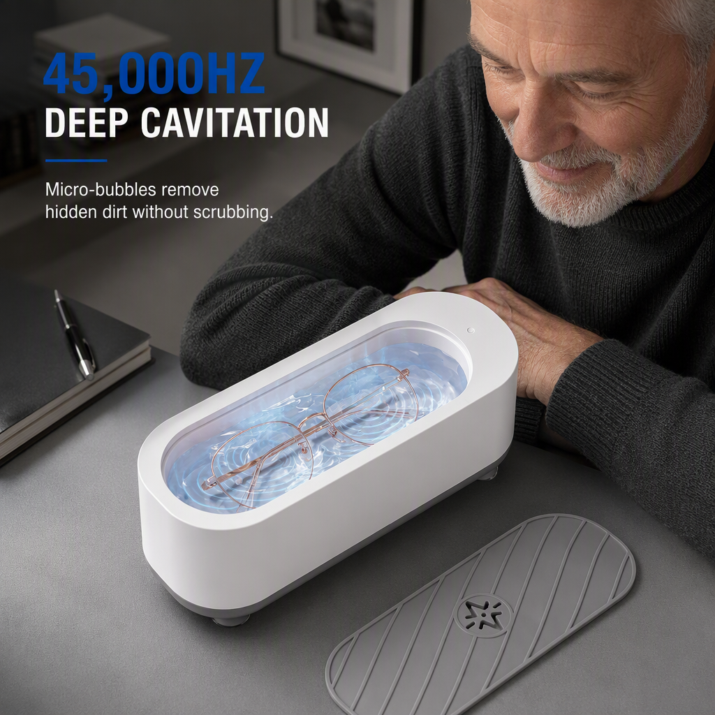 🔋Rechargeable Ultrasonic Cleaner with UV Sterilizer | 300ml Cordless for Retainer, Dentures & Jewelry