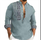 🎉 50% OFF HOT SALE! 🎉 Men's Long-Sleeve Stand Collar Shirt – Casual • Sharp • Effortless