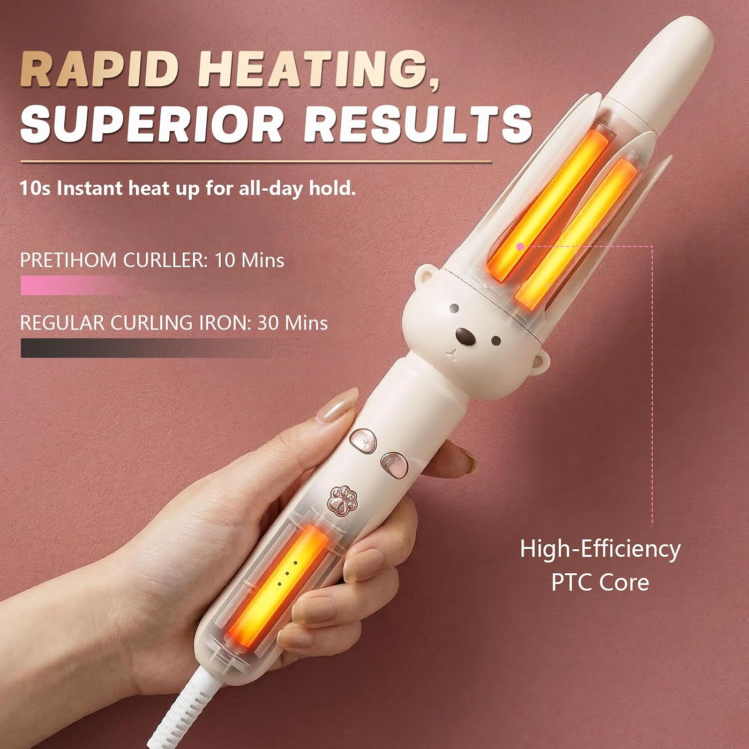 🌀Perfect Curls, Zero Burns – Auto Curling Wand with Anti-Scald Tech