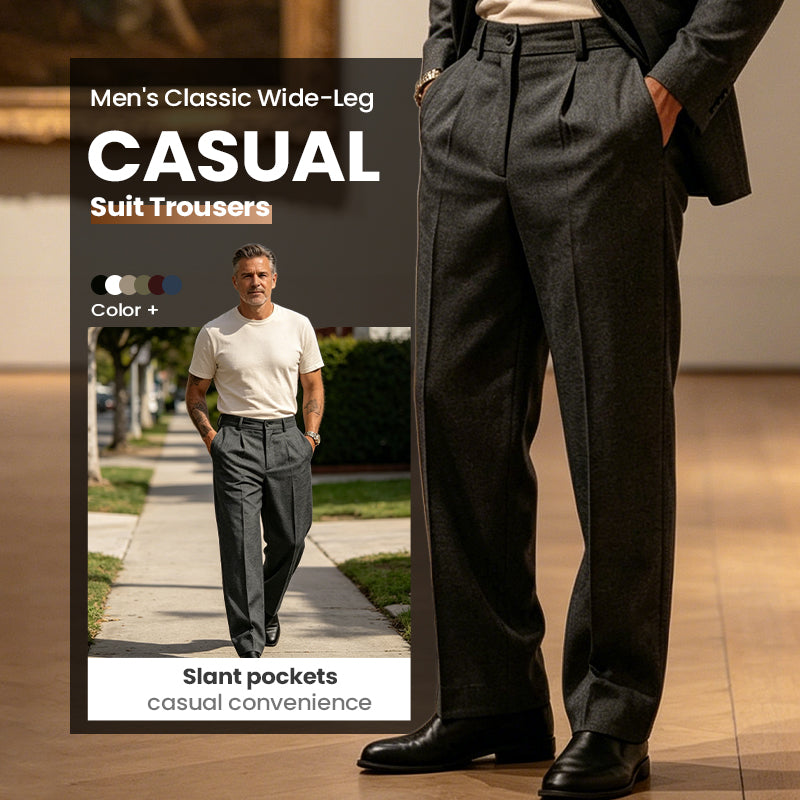 💥Men's Casual Wide-Leg Pants – Breezy pleated front, easy pull-on style 🔥BUY 2 FREE SHIPPING