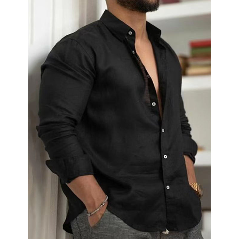 🌿👔Men's Cotton Linen Solid Color Shirt