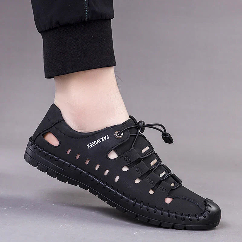 🔥Aviator Wrapped Toe Hollow Leather Sandals👞57% off