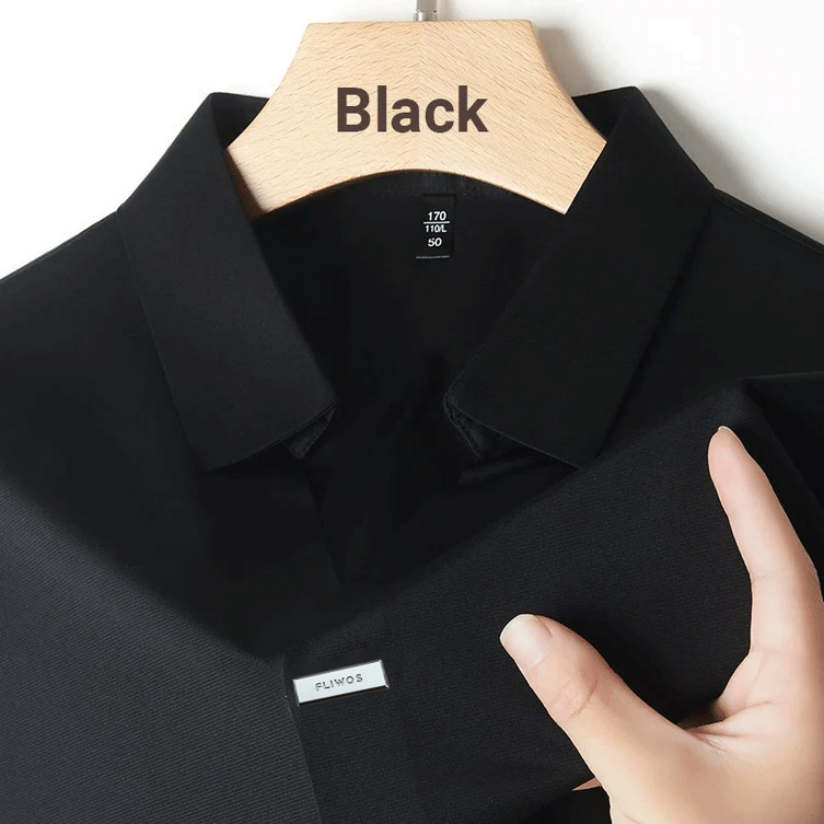 👑Fliwos Men’s Breathable Casual Lapel Wrinkle-free T-shirt