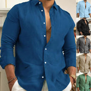 🌿👔Men's Cotton Linen Solid Color Shirt